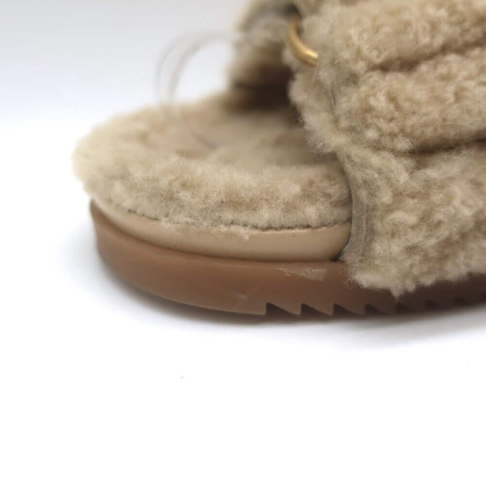 Gucci Double G Shearling Dad Sandals Beige Merino Wool Size 40 - Picture 8 of 16